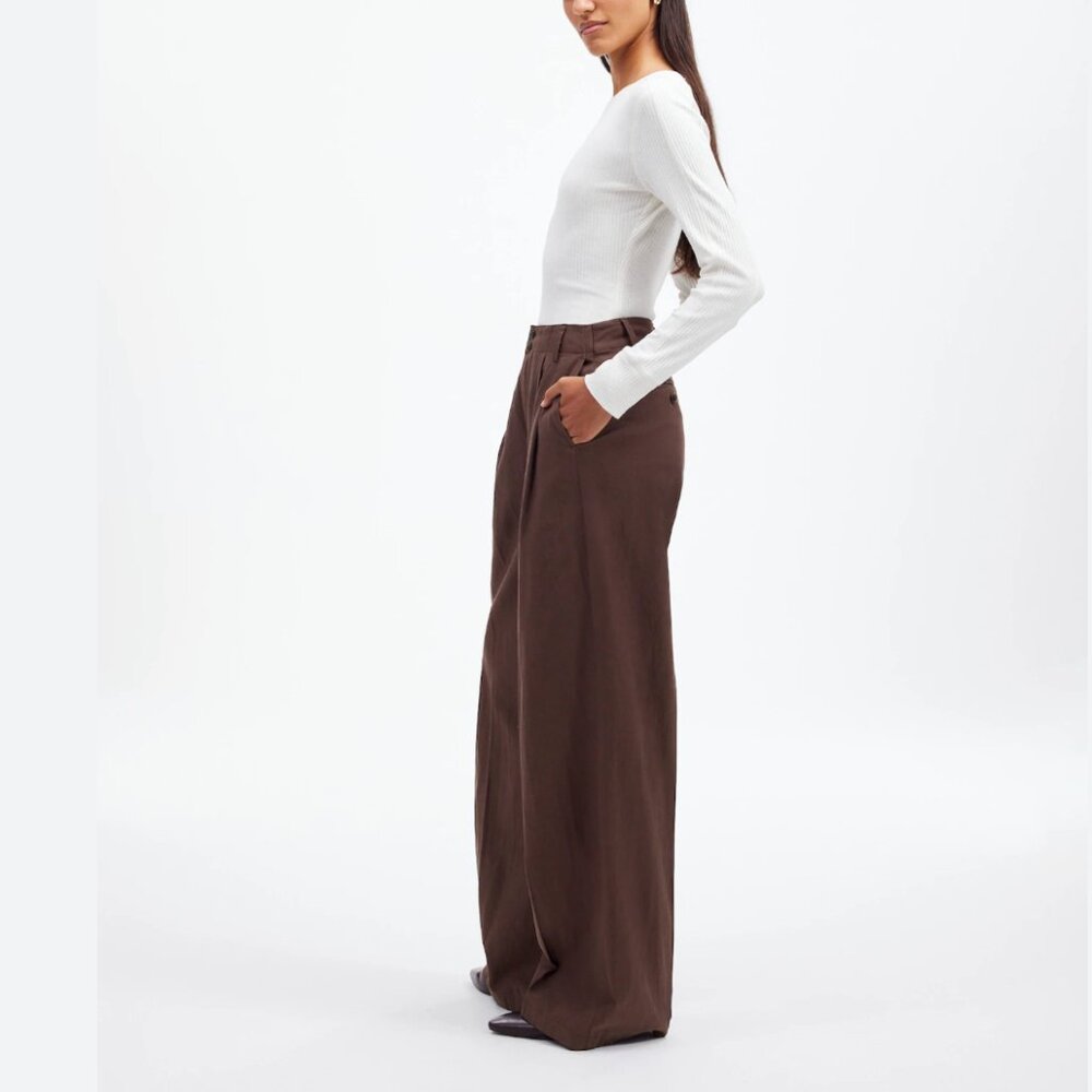 NWT Madewell Harlow Wide-Leg Pant in Drapey Twill in Dark Carob Size P6 - Picture 3 of 6